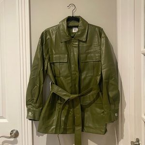 Princess Polly Green Faux Leather Jacket